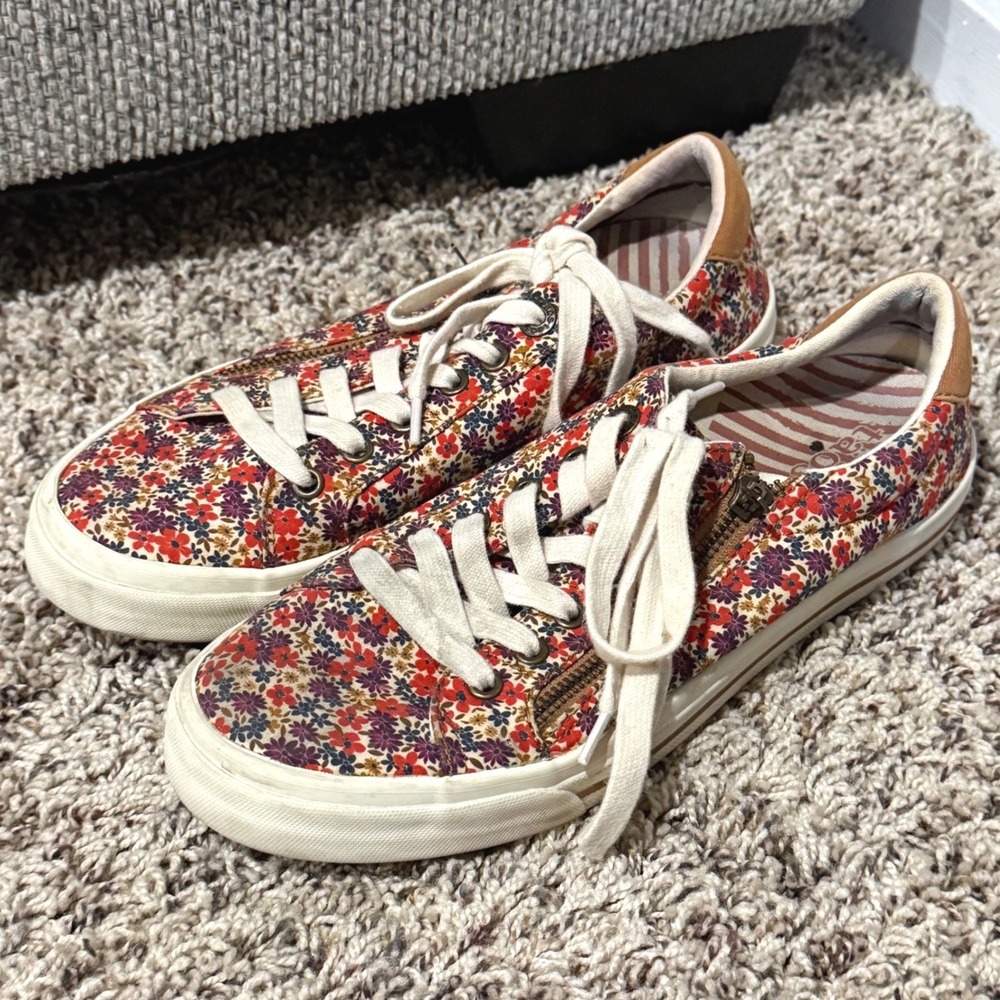 Taos Z-Soul Womens 9 Floral Canvas Sneakers Lace Up Side Zip Low Top ZSL-13672